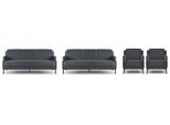 Set Da Studio 4 Pezzi 2X 3 Posti 2X Poltrona Grigio Scuro Unicolore Moderno