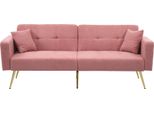 Abrihome Divano Letto A 3 Posti Con Superficie Di Appoggio 175 × 90 Cm, Letto Per Ospiti Divano Letto Con Cuscini E Schienale Regolabile, Rosa