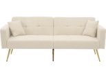 Abrihome Divano Letto A 3 Posti Con Superficie Di Appoggio 175 × 90 Cm, Letto Per Ospiti Divano Letto Con Cuscini E Schienale Regolabile, Beige