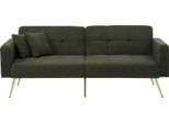 Abrihome Divano Letto A 3 Posti Con Superficie Di Appoggio 175 × 90 Cm, Letto Per Ospiti Divano Letto Con Cuscini E Schienale Regolabile, Verde