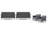 Set Da Studio 4 Pezzi Nero 2X 3 Posti 2X Poltrona Unicolor Moderno