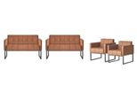 Set Da Studio 4 Pezzi Brown Unicoloured 2X 2 Posti 2X Poltrona Stile Moderno