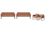 Set Studio 4 Pezzi 2X 3 Posti 2X Poltrona Marrone Unicolore Soggiorno