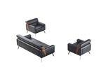 Set Da Studio 3 Pezzi 3 Posti 2X Poltrona Nero Unicolore Stile Moderno