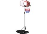 Canestro Da Basket Sportnow Con Supporto, Altezza 179-209 Cm Regolabile Con Ruote, Supporto Per Impianto Da Basket, Da Esterno, In Acciaio, Multicolore