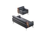 Divani Studio 2 Pezzi Poltrona 3 Posti Nero Unicolore Design Moderno