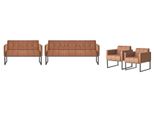 Set Da Studio 4 Pezzi 2X 3 Posti 2X Poltrona Marrone Unicolore Stile Moderno