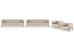 Mobili Da Studio Beige Chiaro Di Design 2X Poltrona In Pelle A 3 Posti 4 Pz