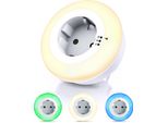 Luce Notturna Led Brandson Con Presa, Sensore Crepuscolare, Cambio Di Colore (Bianco Caldo, Verde, Blu), Automatico, Lampada Notturna Con Spina Adattatore, Led Integrato