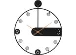 Sensahome Orologio Da Parete Manila - Lussuoso Orologio Industriale In Metallo - Grande Formato - Ø50 Cm - Nero