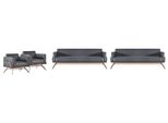 Set Studio 4 Pezzi 3 Posti Poltrona Divani Soggiorno Grigio Unicolore