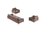 Set Studio 3 Pezzi 3 Posti Con 2X Poltrona Marrone Unicolore Soggiorno