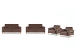 Set Studio 4 Pezzi 2X 2 Posti Con 2X Poltrona Marrone Unicolore Moderno