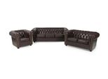 Set Di Divani In Pelle 3+2+1 Posti Imbottito Chesterfield