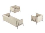 Set Studio 3 Pezzi Beige 3 Posti 2X Poltrona Con Cuscini Soggiorno