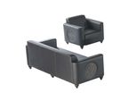 Set Studio 2 Pezzi Poltrona 3 Posti Nero Unicolore Design Moderno