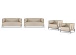 Set Studio 4 Pezzi Beige 2X 2 Posti 2X Poltrona Unicolor Soggiorno