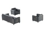 Set Studio 3 Pezzi 3 Posti Con 2X Poltrona Nero Soggiorno Moderno