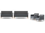 Set Studio 4 Pezzi 3 Posti 2 Posti 2X Poltrone Nero Soggiorno
