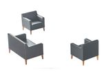 Set Studio 3 Pezzi 2 Posti 2X Poltrona Nero Unicolor Soggiorno