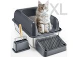 Lettiera Vevor, Profonda 15,2 Cm, Xl, Lettiera Extra Large In Acciaio Inox Con Paletta, Ampia Base A Setaccio E Lati Alti, Chiusa, Inodore