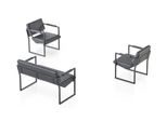 Set Da Ufficio In Ecopelle Nera Di Design A 2 Posti, Poltrona Di Lusso 2X 3 Pezzi