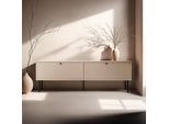 Mobile Tv A 2 Ante In Acciaio E Mdf Decoro Melaminico 150 Cm Beige - Oviala Romeo