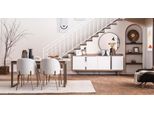 Set Da Pranzo Moderno Bianco Tavolo Da Pranzo 4X Sedie Imbottite Credenza Elegante