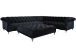 Divano Angolare Chesterfield Design Divano Imbottito Set Angolare + Sgabello Divano Angolare Divani