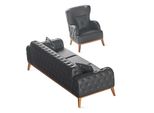 Mobili Da Studio Neri In Pelle Di Design 3 Posti 1X Poltrona 2 Pezzi