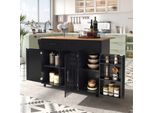 Flieks Carrello Da Cucina A Isola Con 2 Cassetti, Carrello Da Cucina Per Alimenti Con Piano Di Lavoro Pieghevole, Carrello Da Cucina Con Ripiano, 129X46-71X91,5Cm