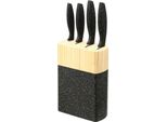 Set Di Coltelli Da 5 Pezzi Con Blocco In Legno Di Pino Marmorizzato Coltelli Ergonomici In Acciaio Inox