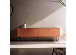 Mobile Tv A 2 Ante In Acciaio E Mdf Con Decoro 150 Cm Arancione - Oviala Romeo