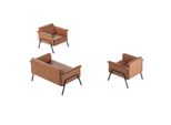 Set Da Studio Marrone Lussuosa Poltrona A Due Posti 2X Poltrone 3 Pezzi