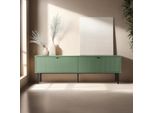 Mobile Tv A 2 Ante In Acciaio E Mdf Decoro 150 Cm Verde Salvia - Oviala Romeo