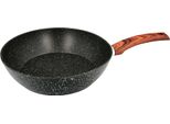 Padella Honda In Alluminio Forgiato Con Rivestimento Antiaderente, Ø 28 X 7,5 Cm. Manico Gommato / 5 Strati / Superficie In Pietra / Per Tutti I Tipi Di Cucina