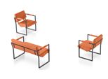 Suite Da Ufficio In Similpelle Arancione In Pelle Di Design A Tre Posti 2X Poltrona 3Pz