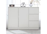 Cassettiera Aiorber, Ampio Spazio Di Archiviazione, Con Ripiani Regolabili, In Truciolato, Protezione Antiribaltamento, Credenza，Per Sala Da Pranzo, Soggiorno, 120X90X35 Cm, Bianco