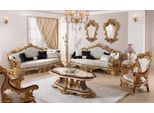 Set Divano Chesterfield Bianco Classico 3+3+1 Divano Tavolino 4 Pezzi