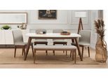 Set Da Pranzo Completo Tavolo Da Pranzo + 4X Sedie Mobili In Legno Sala Da Pranzo Panca Arredamento