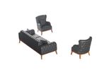 Suite Studio Nera Poltrona Moderna In Ecopelle A 3 Posti 2X