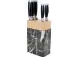 Ceppo Di Coltelli Michelino In Bambù E Marmo Con Set Di Coltelli Da 5 Pezzi