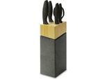 Set Di Coltelli Da 6 Pezzi Con Cesoie Da Cucina E Blocco In Legno Di Pino Marmorizzato