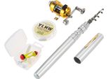 Set Da Pesca Mini Canna Telescopica Con Mulinello - Portatile, In Lega Di Alluminio, Ami Da Pesca, Esche, Esche Morbide, Canna Da Pesca Tascabile
