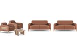 Set Di Divani Set Di Divani A 2 Posti Poltrona Tavolino In Pelle Marrone Divani In Legno