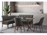 Set Sala Da Pranzo Grigia Tavolo Da Pranzo In Legno 2X Sedie Tessili Panca D'angolo 4 Pz