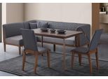 Elegante Set Da Pranzo Grigio Tavolo Da Pranzo Marrone 2X Sedie Panca