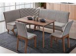 Suite Per Sala Da Pranzo Grigio Chiaro Di Design Panca Angolare Imbottita 2X Sedie Tavolo Da Pranzo