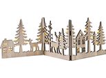 Panorama Invernale Con 20 Led Bianchi Caldi - Pieghevole / Circa 22 X 16 Cm - Decorazione Natalizia In Legno