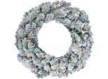 3.12 Ghirlanda Di Abete Con Neve E Glitter - Illuminata 35 Led / Batteria / Timer - Dimensioni Circa Ø 51 Cm (HSW14-51)